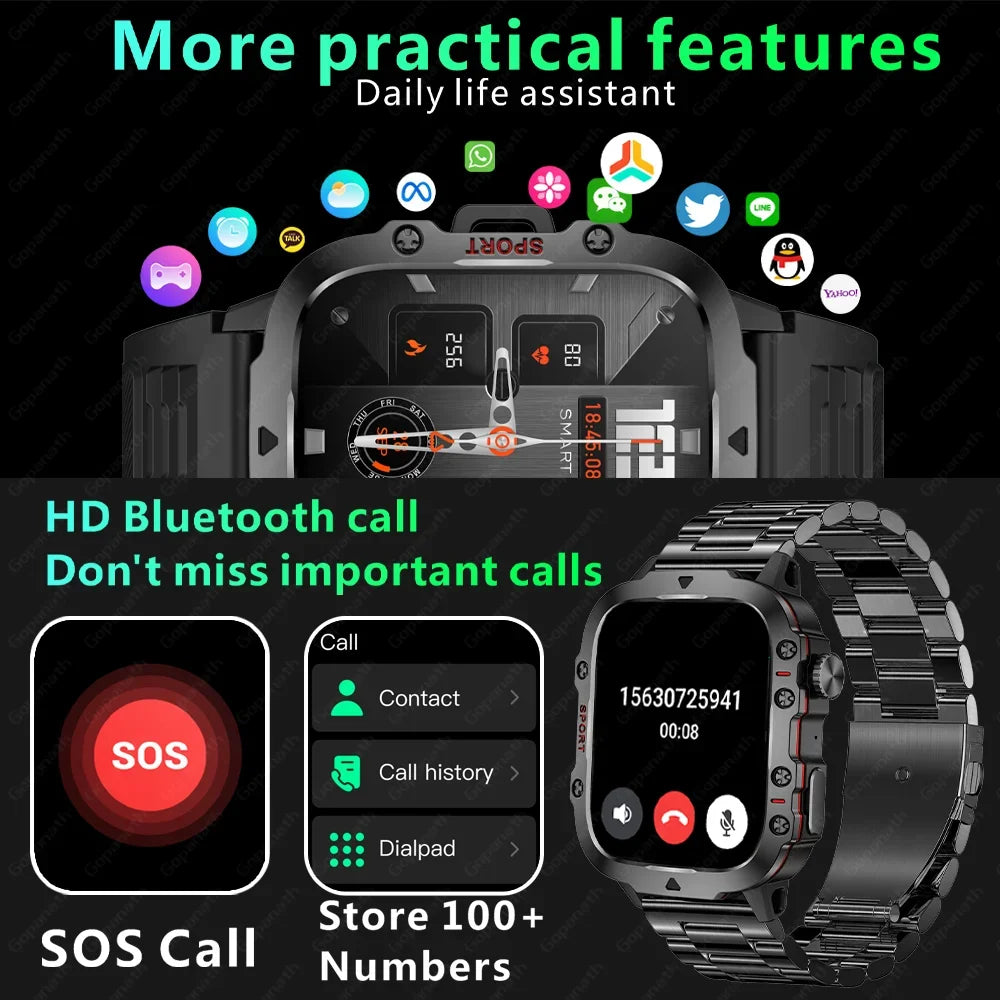 Xiaomi New Rugged Military Black Smart Watch Men For Android Ios 3ATM Waterproof Sport Fitness Ai Voice Smartwatch Outdoor