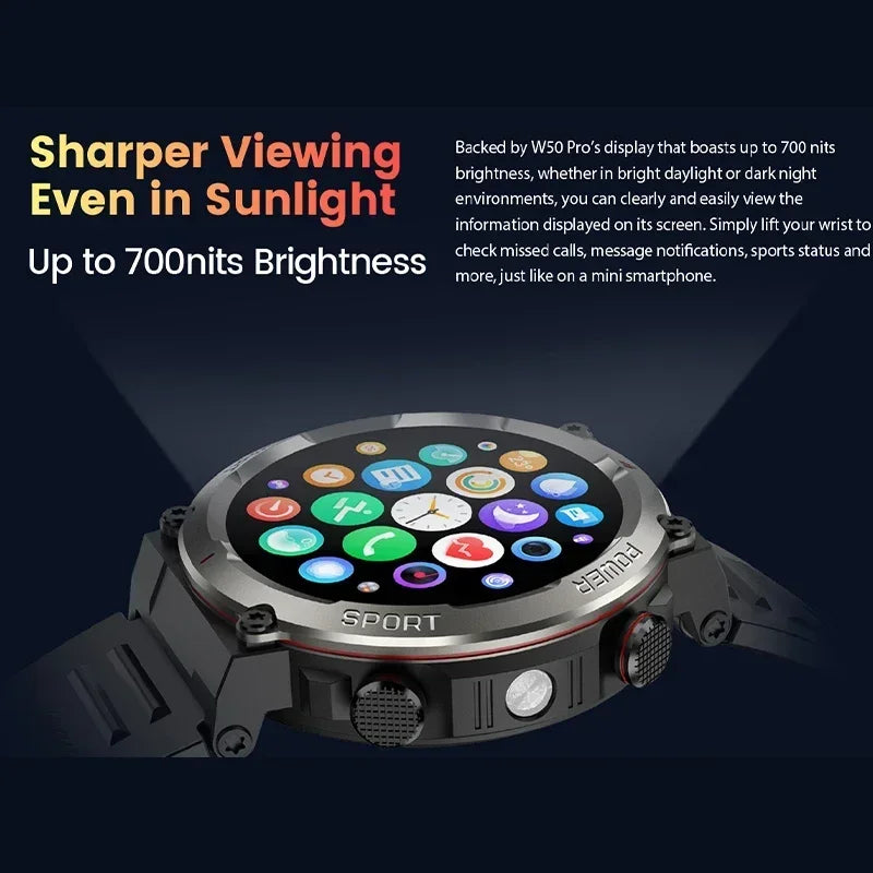 [World Premiere] Blackview W50 Pro Smartwatch 1.45" Display IP68 Bluetooth PhoneCall Flashlight 960mAh Battery Rugged Smartwat