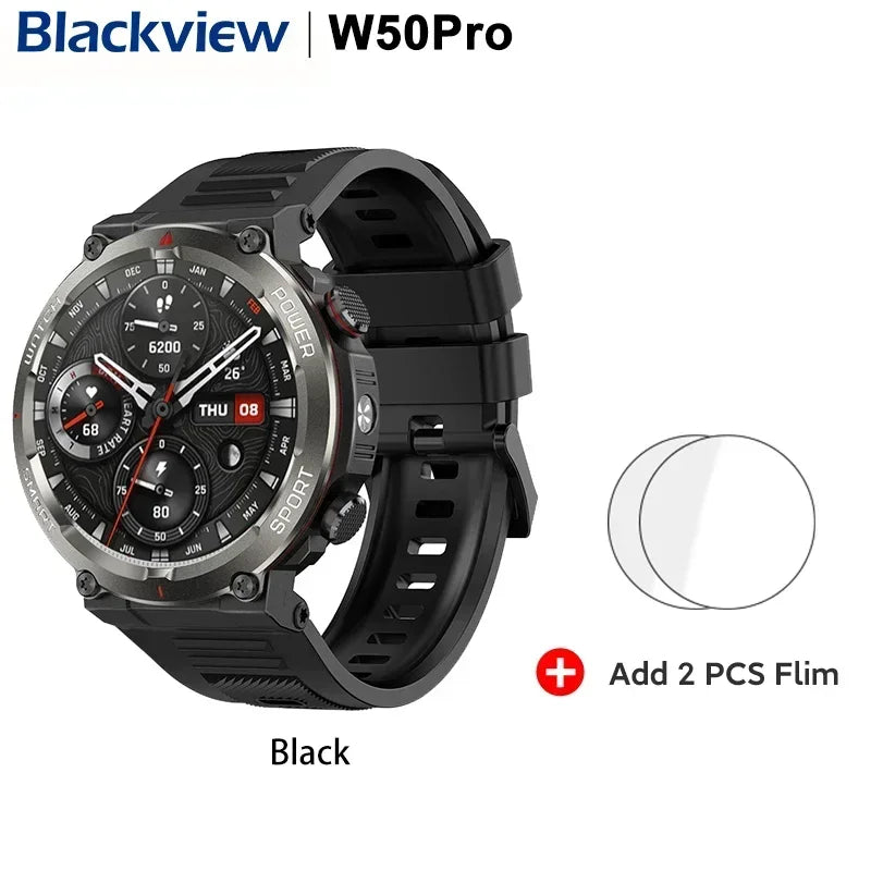 [World Premiere] Blackview W50 Pro Smartwatch 1.45" Display IP68 Bluetooth PhoneCall Flashlight 960mAh Battery Rugged Smartwat