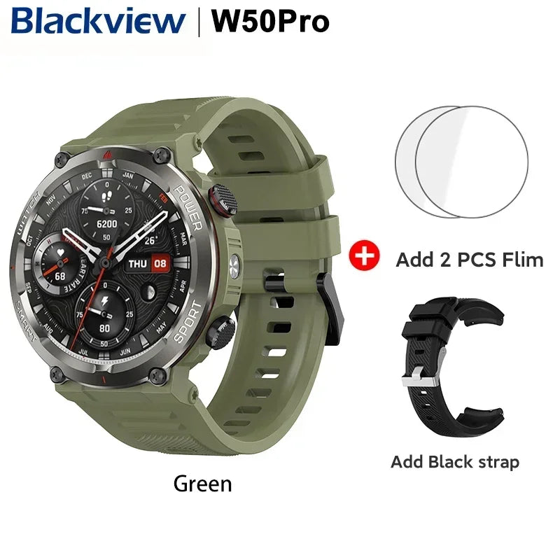 [World Premiere] Blackview W50 Pro Smartwatch 1.45" Display IP68 Bluetooth PhoneCall Flashlight 960mAh Battery Rugged Smartwat